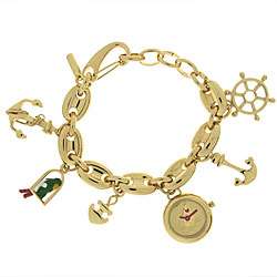 Moschino Time 4 Pirate Goldtone Charm Bracelet Watch  