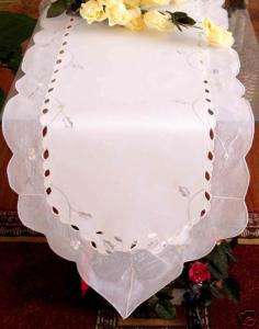 Special Christmas white silver bell table runner 15x54  