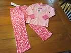 NWT Baby Gap Girls Size 5 Pink Leopard Print Winter Long Pajamas PJs