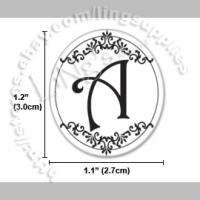 90 Black Initial Monogram Wedding Envelope Sticker Seal  