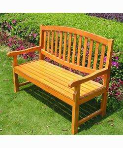 Wood Garden Bench with Curved Back  