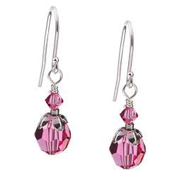 Charming Life Silver October Birthstone Pink Crystal Earrings 