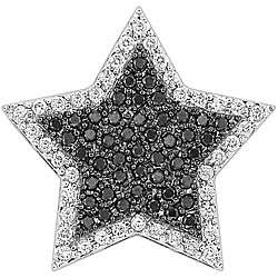 14k Gold 3/4ct TDW Black/ White Diamond Star Necklace  