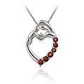   Silver Garnet and TDW 2/5ct Diamond Accent Heart Necklace (I J,I 2
