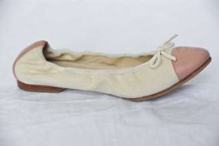   Beige Cap Toe CC Monogram Ballet Ballerina Flat Shoes+Box 7 37  
