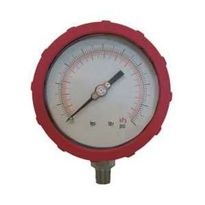 Industrial Grade 4EFH8 Pressure Gauge, 4 In, 15 psi, Lower, Red 
