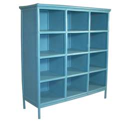 Ocean Blue Large Rattan Bookcase  