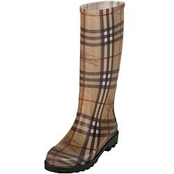 Burberry Womens Check Pull on Rain Boots  