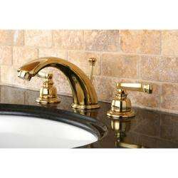 French Handle Polished Brass Widespread Bathroom Faucet   