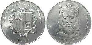 Andorra 2002 1 Centim UNC   Charlemagne (KM176)  