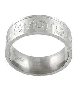 Stainless Steel Swirl Design Polished Flat Band  