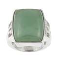 Sterling Silver Dyed Green Jade Rectangle Ring Today $37 