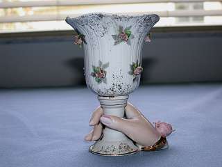 Lovely Unique Lefton China Hand Holding Vase Figurine  