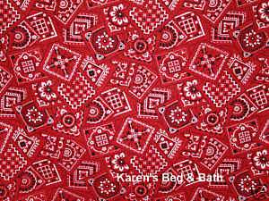 Western Cowboy Cowgirl Red Bandana Curtain Tiers NEW  