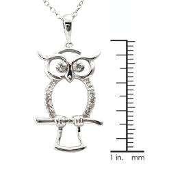 Sterling Silver 1/10ct TDW Diamond Owl Necklace (J K, I3)   