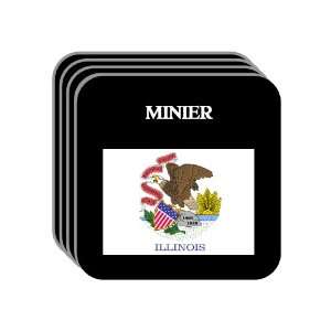 US State Flag   MINIER, Illinois (IL) Set of 4 Mini Mousepad Coasters