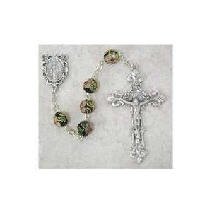  8MM BLACK REAL CLOISONNE ROSARY 