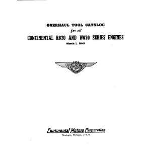 Continental R 670 WR 670 Aircraft Engine Overhaul Manual Continental 