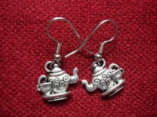 Silver Tea Time Earrings $26. rtl USA Seller free&fast ship Great Gift 