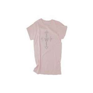  Gemstone Tees Small Frost Pink Silver & Blue Cross