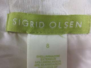 You are bidding on a SIGRID OLSEN Ivory Linen Silk Floral A Line Skirt 