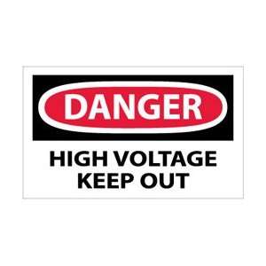   Danger, High Voltage Keep Out, 3 X 5, Pressure Sensitive Vinyl, 5