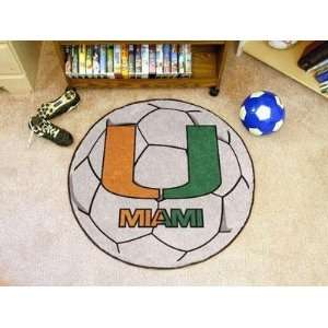  Miami U Hurricanes Text Soccer Ball Shaped Area Rug 