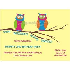    Owls On A Branch 2nd Birthday Party Invitations Toys & Games