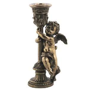    Cherub Holding Column with Right Arm Candle Holder