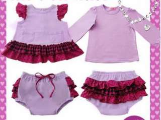 Girl Baby Clothes 3 PCS Ruffle Top Dress Pants Set Size0 4Y New 