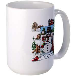  Large Mug Coffee Drink Cup Christmas Snowman and Cardinals 