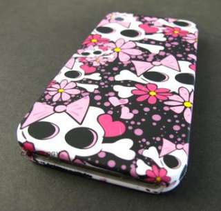 PINK WHITE CUTE SKULLS HARD SHELL CASE COVER APPLE IPHONE 4 4s PHONE 