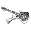 Silver Guitar Stainless Steel Pendant + Necklace SK150  
