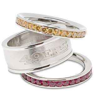  San Francisco 49Ers Cubic Zirconia Stacked Ring Set 
