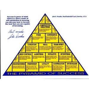  JOHN WOODEN lot of 3 signed 8x11 Pyramids of Success 