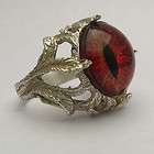 Gothic Dragon Eye Claw Sterling Ring in Red, Green, Orange, Aqua 