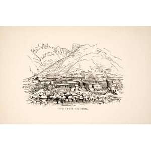 1895 Wood Engraving Urique River Mountains Cityscape Chihuahua Mexico 