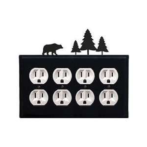  Bear and Piecene Trees   Quad. Outlet Electric Cover 
