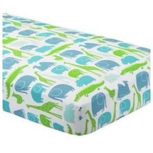   Baby Light Blue Zoo Crib Bedding, Cr Bl Zoo Printed Fitted Sht Baby