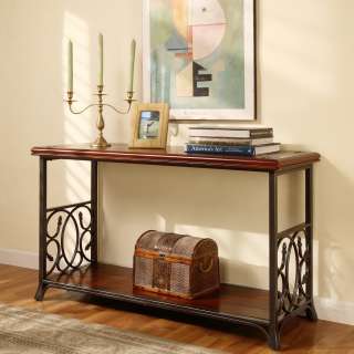 Scrolled Metal and Wood Sofa Table  
