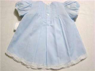 HAND~EMBROIDERED 0 3 BLUE BATISTE 2PC LACE DRESS~#6564  