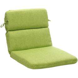 Outdoor Green Textured Solid Rounded Chair Cushion  