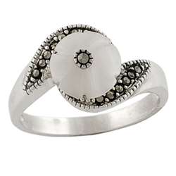 Sterling Silver, Mother of Pearl, & Marcasite Ring  