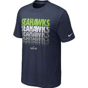  Seattle Seahawks Nike Blockbuster T Shirt (Blue) Sports 