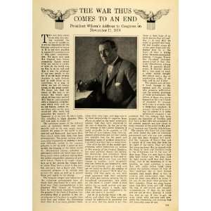   Wilsons Congress Speech   Original Print Article