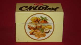 Vintage C.W. Post Cereal Recipe Box Tin  