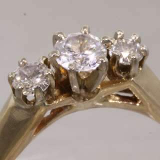 Vintage 14Kt Yellow Gold 3 Stone Diamond Ring  