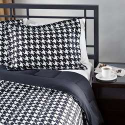 White/ Black Houndstooth King size Comforter Set  