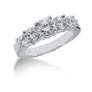  1.85 Ct Diamond Wedding Band Ring Round Prong 14k White 