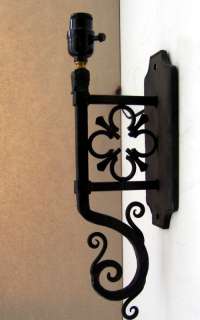 OLD VINTAGE WROUGHT IRON WALL LIGHT 18 HAND MADE BLACK  